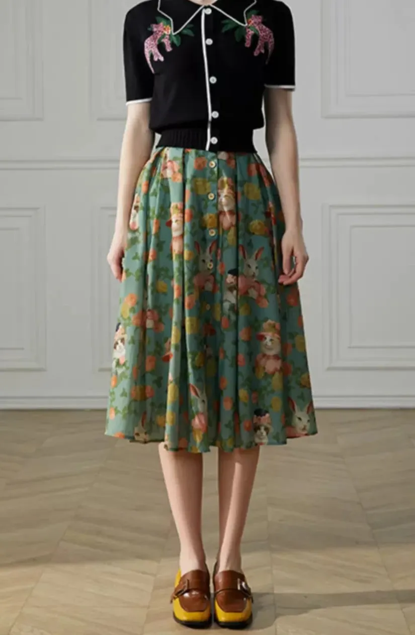 Cat Motif Skirt