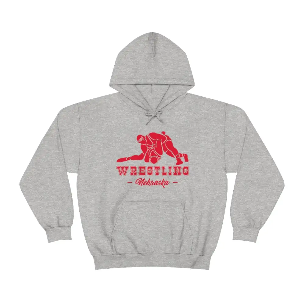 Relaxed Varsity Style Wrestling Graphic Pullover Hoodie