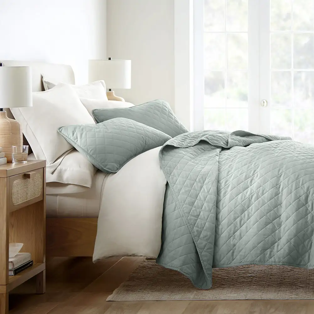 Diamond Stitch Quilted Coverlet Set