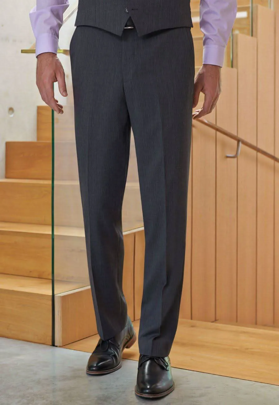 Men's Modern Tailored Fit Flat Front Stretch Suit Trousers