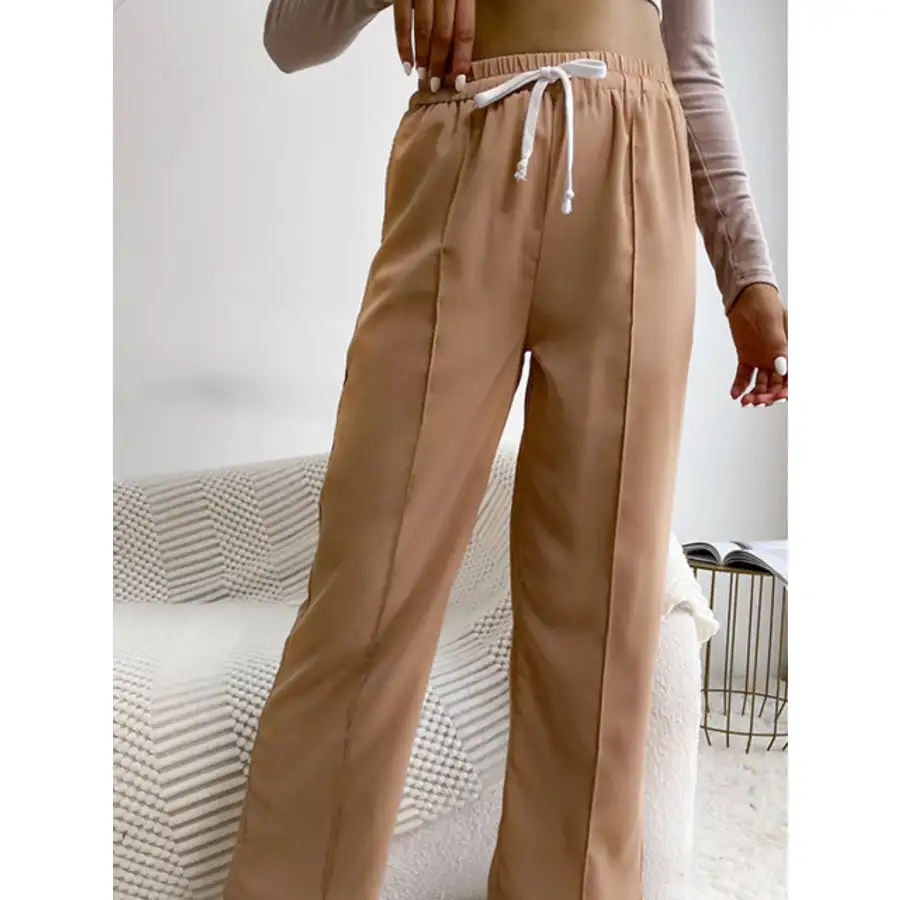Wide Leg Drawstring Casual Pants