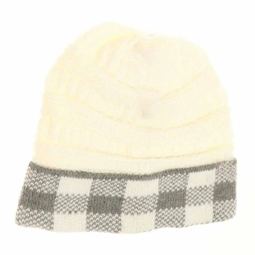 Check Pattern Knit Beanie