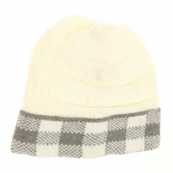 Check Pattern Knit Beanie