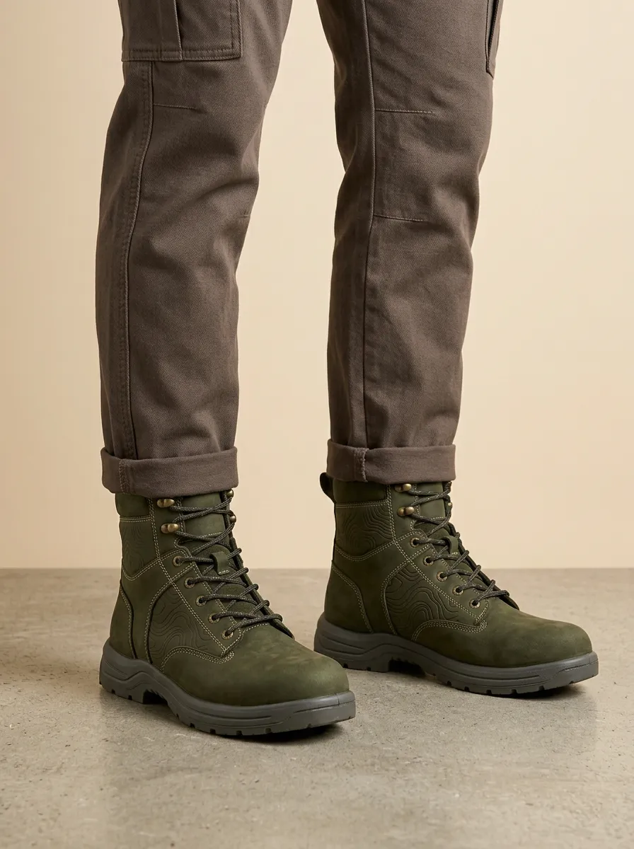Unisex Refined Outdoor Enthusiast Topographic Map Print Work Boots