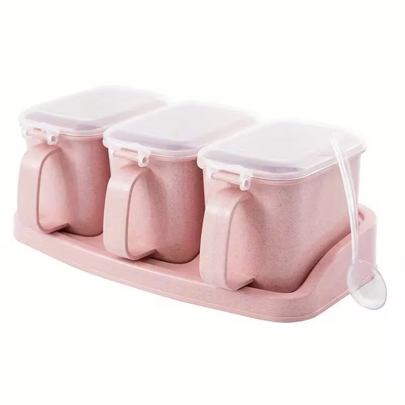 3-Compartment Spice Jar Set with Tray