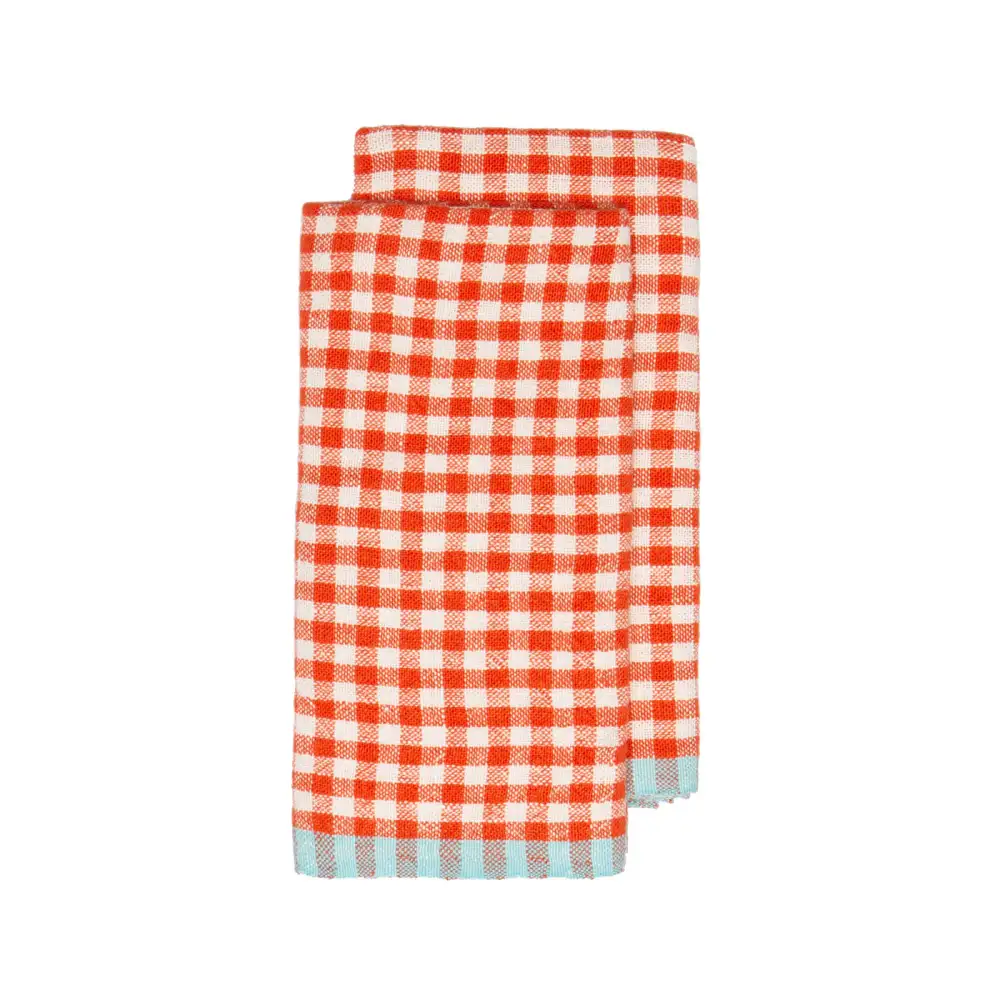 Textured Gingham Linen Kitchen Towel Set