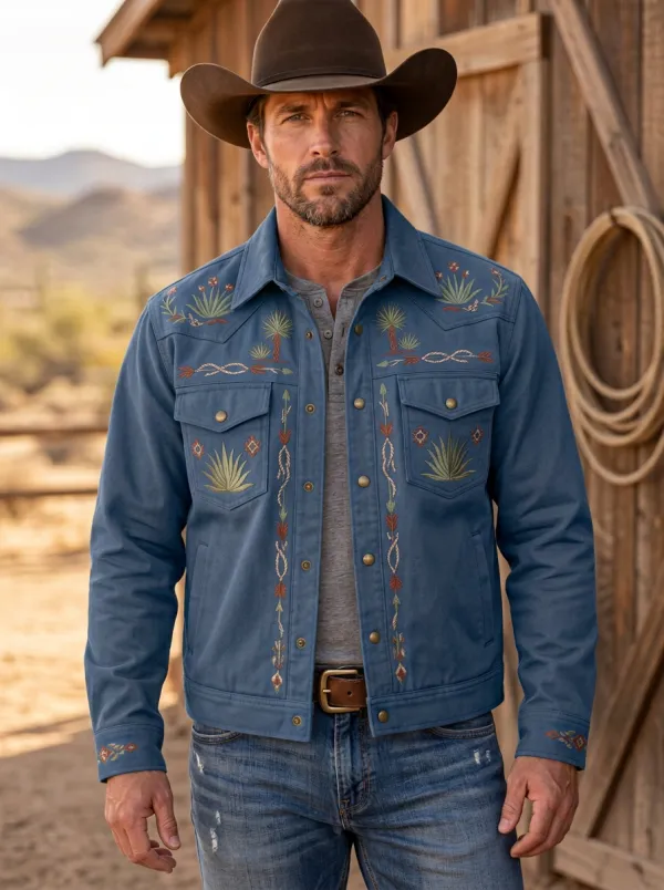 Rodeo Heritage Cactus Desert Embroidered Style Men's Western Jacket
