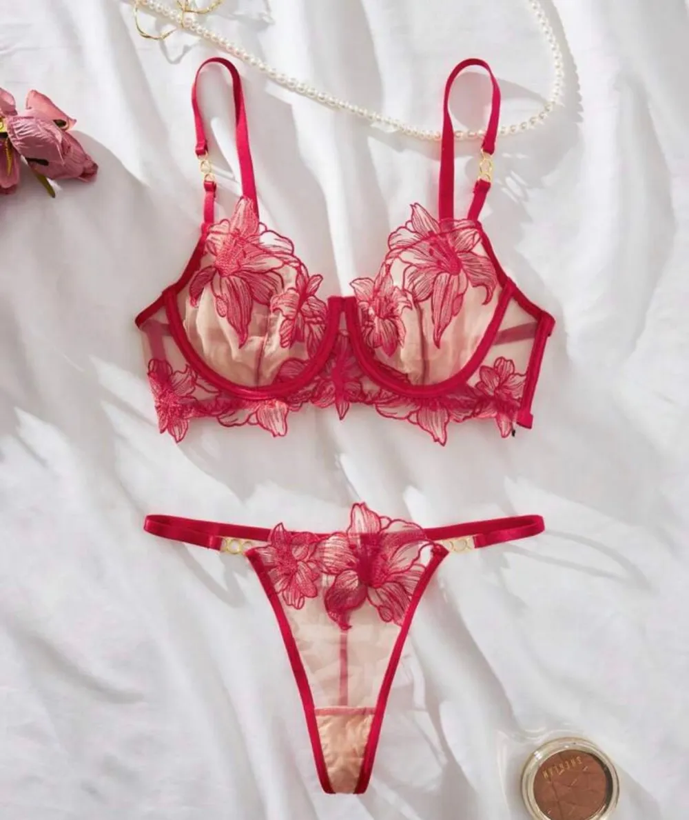 Delicate Embroidered Lingerie Set