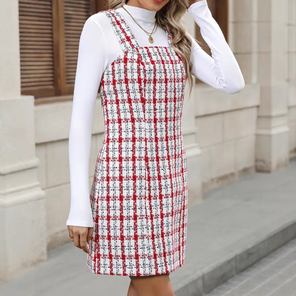 Women's Bodycon Lace Plaid Summer Mini Dress