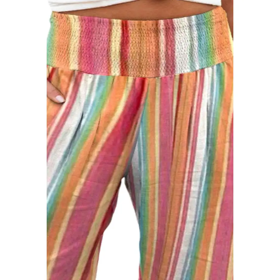Classic Plus Size Striped Wide Leg Pants