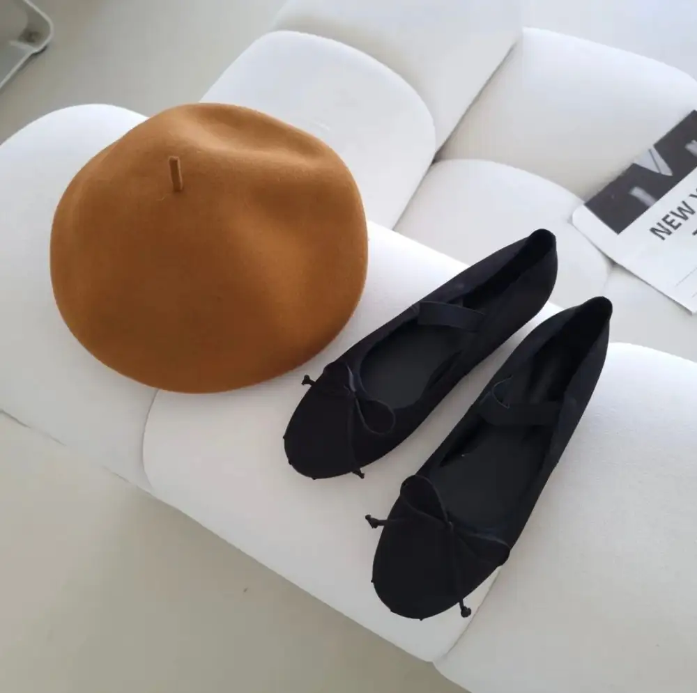 Faux Leather Elastic Strap Ballet Flats