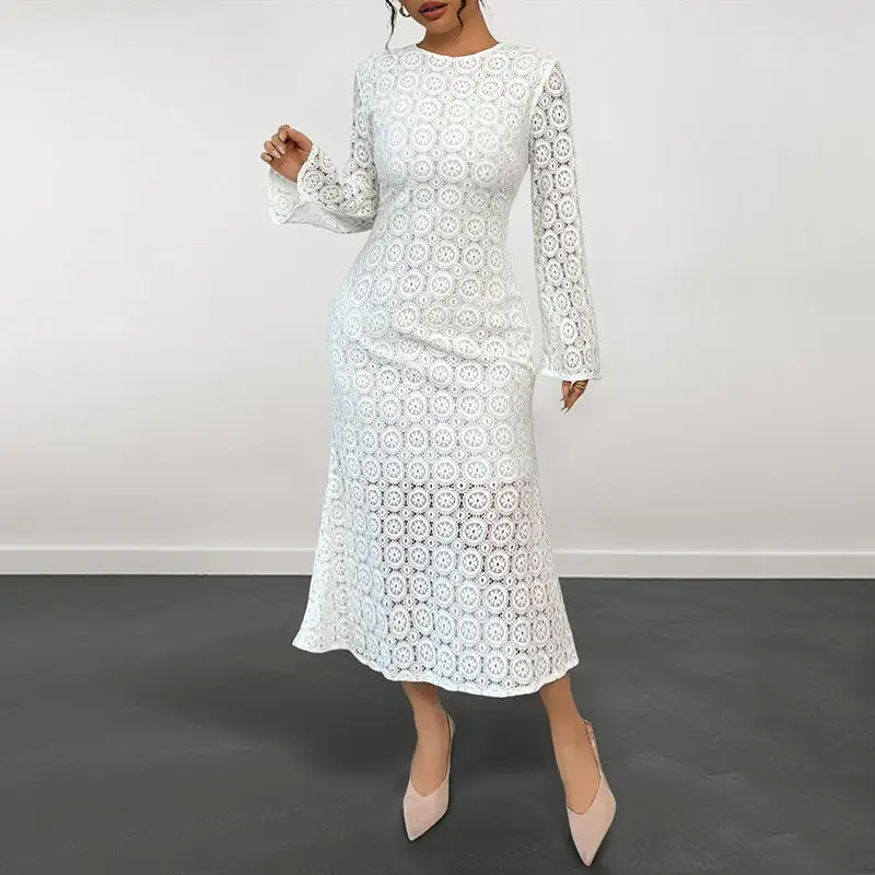 Women's Bodycon Long-Sleeve Lace Bridal Dress
