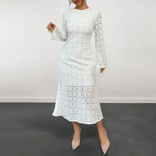 Women's Bodycon Long-Sleeve Lace Bridal Dress