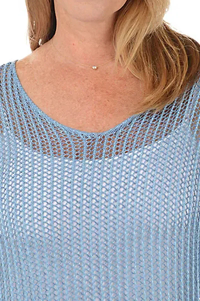 Open Knit Short Sleeve Sweater