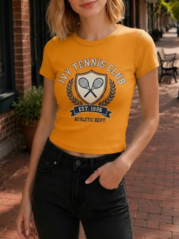 Women's Ivy Tennis Club Sporty Shield Printed T-shirt