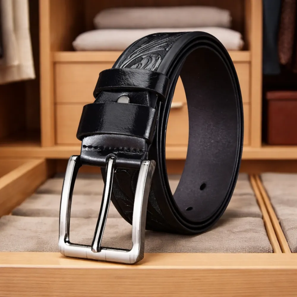 Refined Leather Buckle Belt