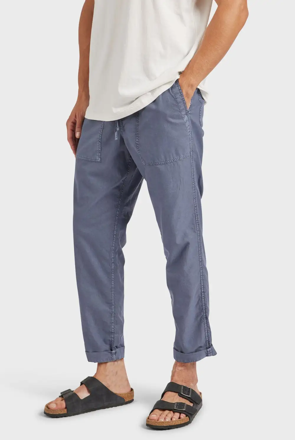 Relaxed Tapered Fit Linen Blend Casual Pants