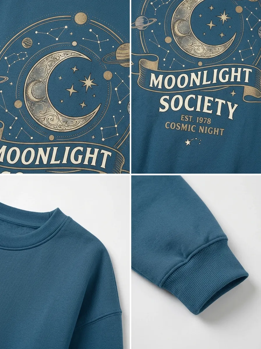 Women's Moonlight Society Celestial Moon Stars Printed T-shirt