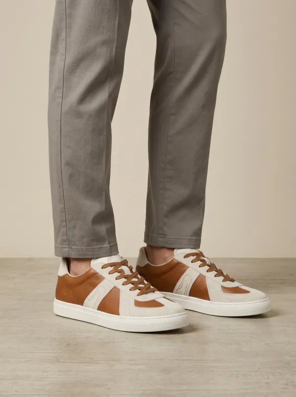 Men's Minimalist Leather Suede Paneled Casual Sneakers