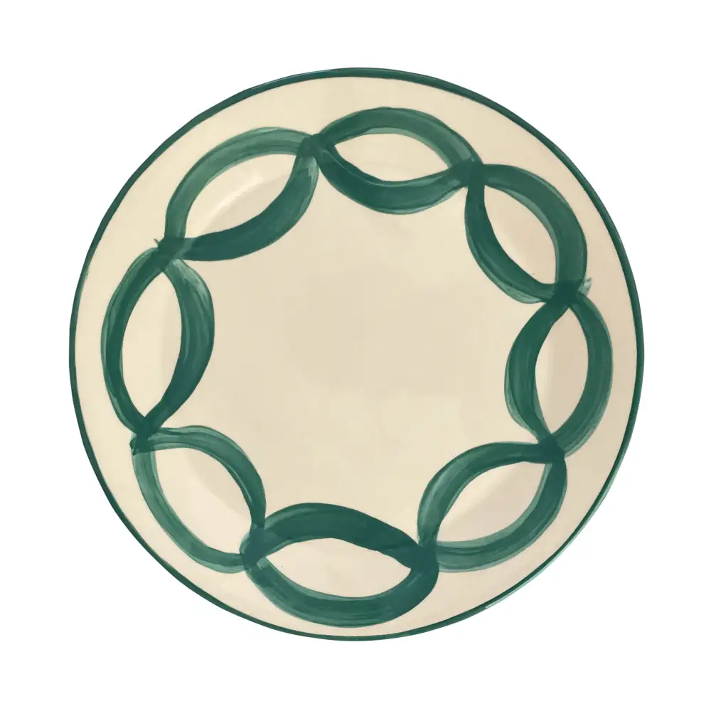 Botanical-Motif Stoneware Main Plate