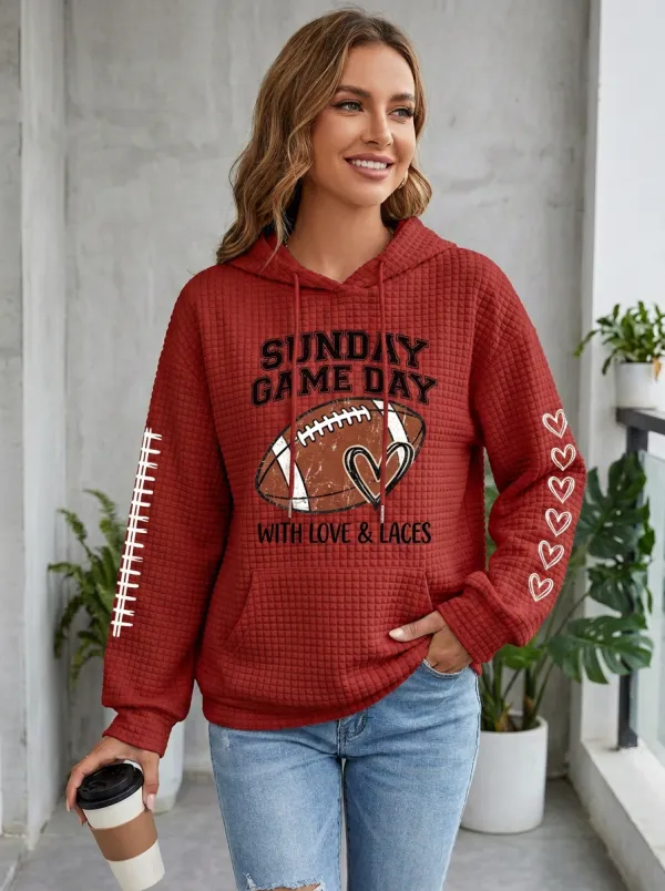 Women's Gridiron Sunday Day Heart Waffle Hoodie