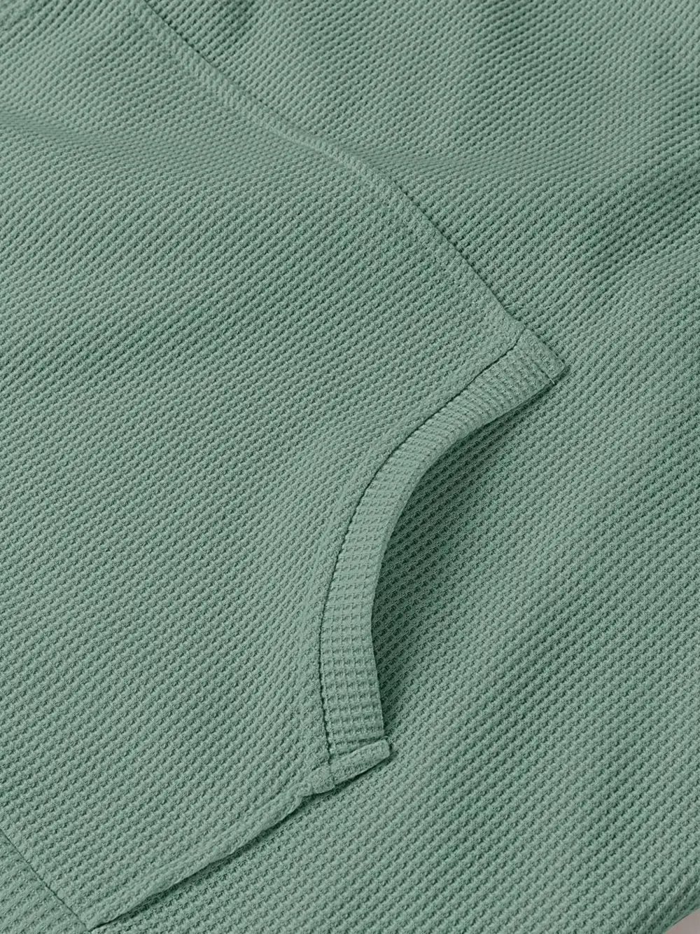 Tailored Drawstring Pocketed Waffle-Textured Knit Hoodie
