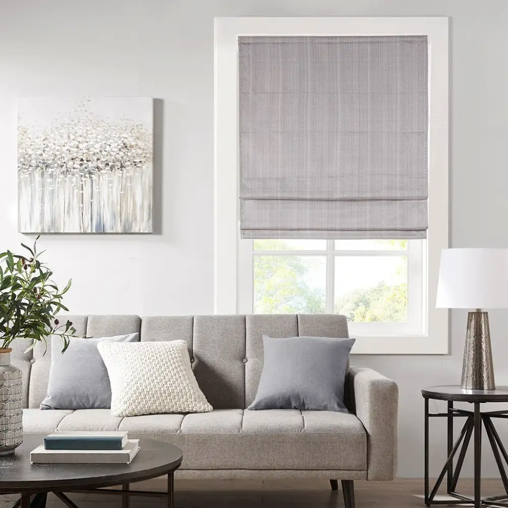 Relaxed Room Darkening Polyester Basketweave Cordless Roman Shade