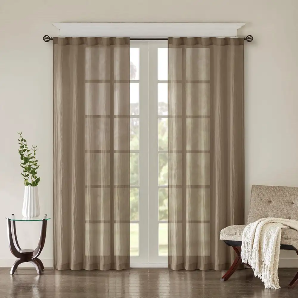 Light Filtering Polyester Solid Back-Tab Curtain Panel Pair