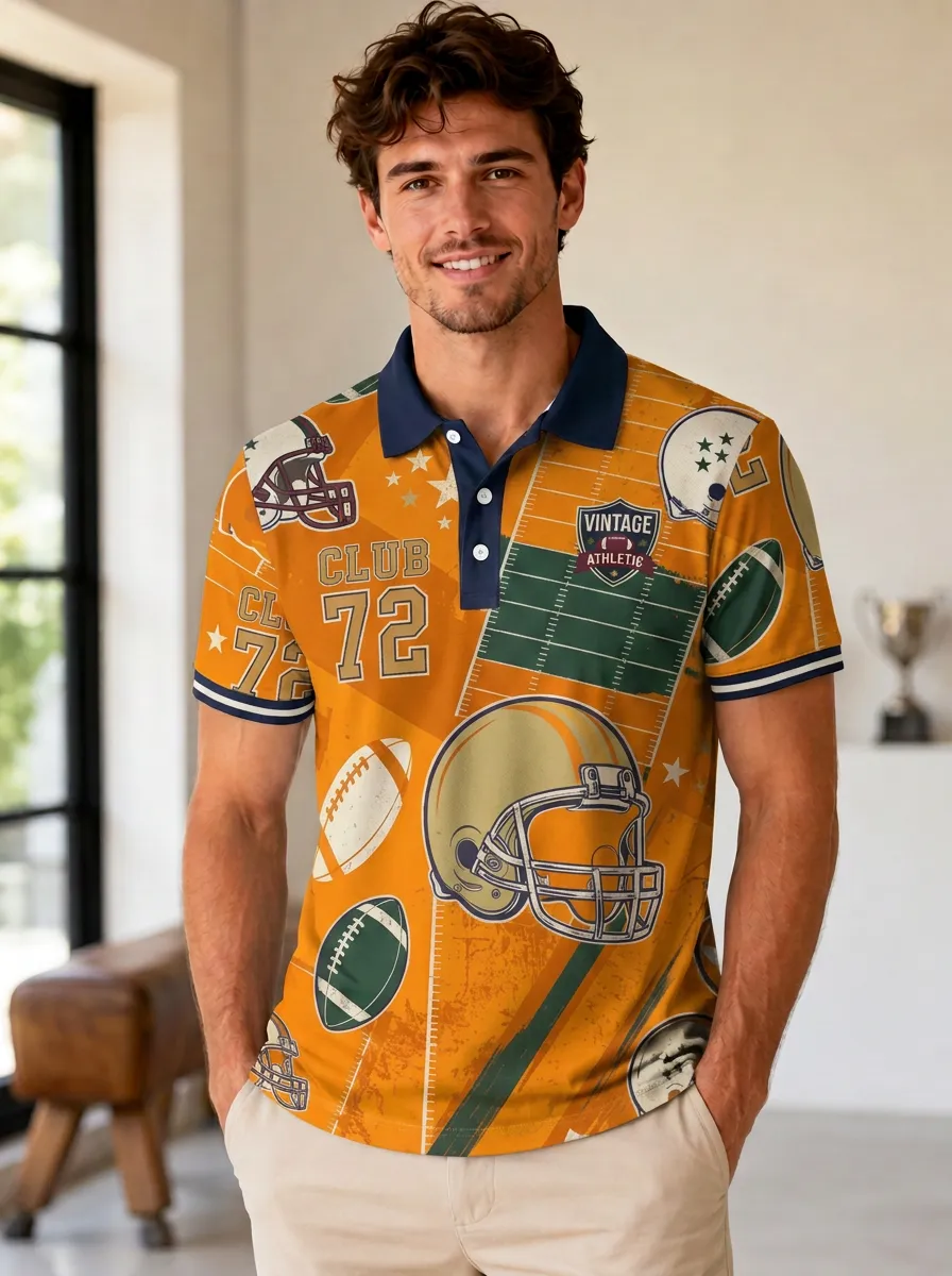 Men's Classic Gridiron Vintage Polo Shirt