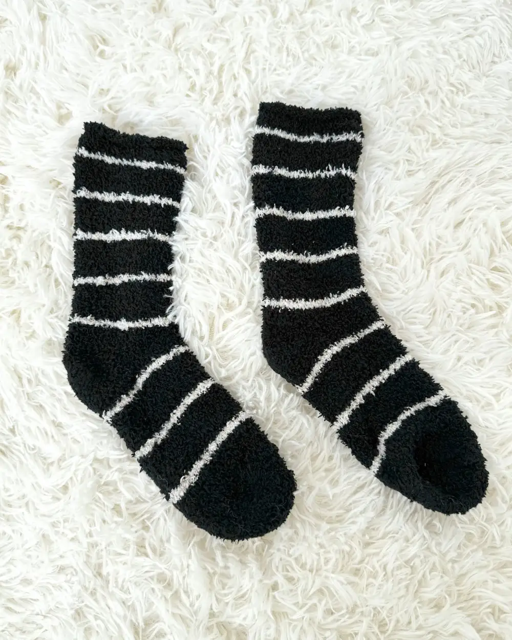 Soft Stripe Fuzzy Crew Socks