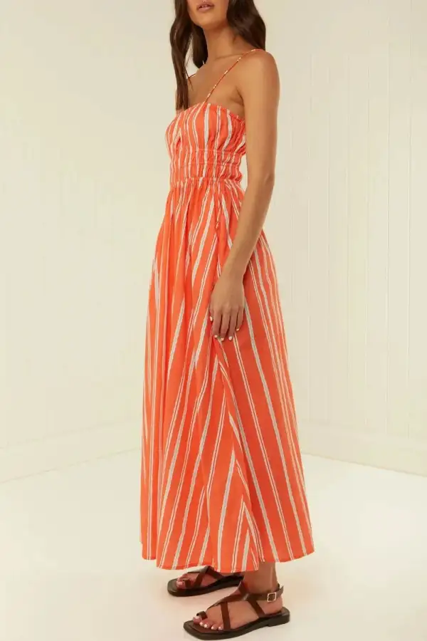 Cami Square-Neck Striped Casual Dress