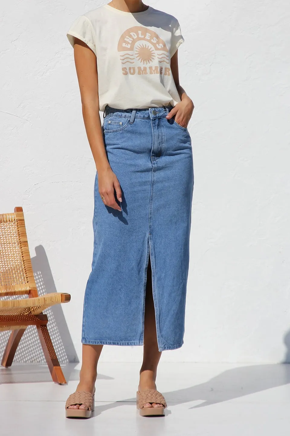 Denim Maxi Casual Skirt