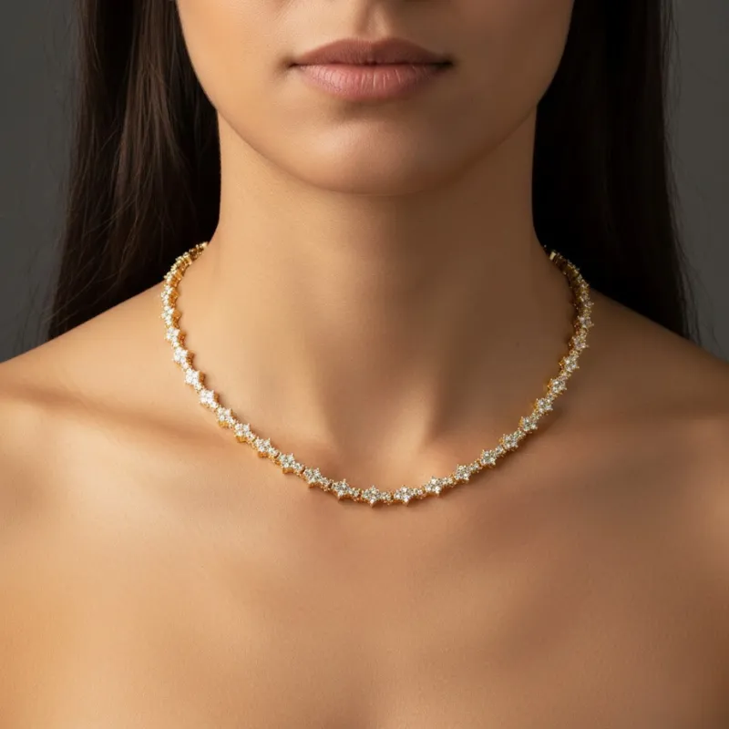 Cluster Tennis Necklace