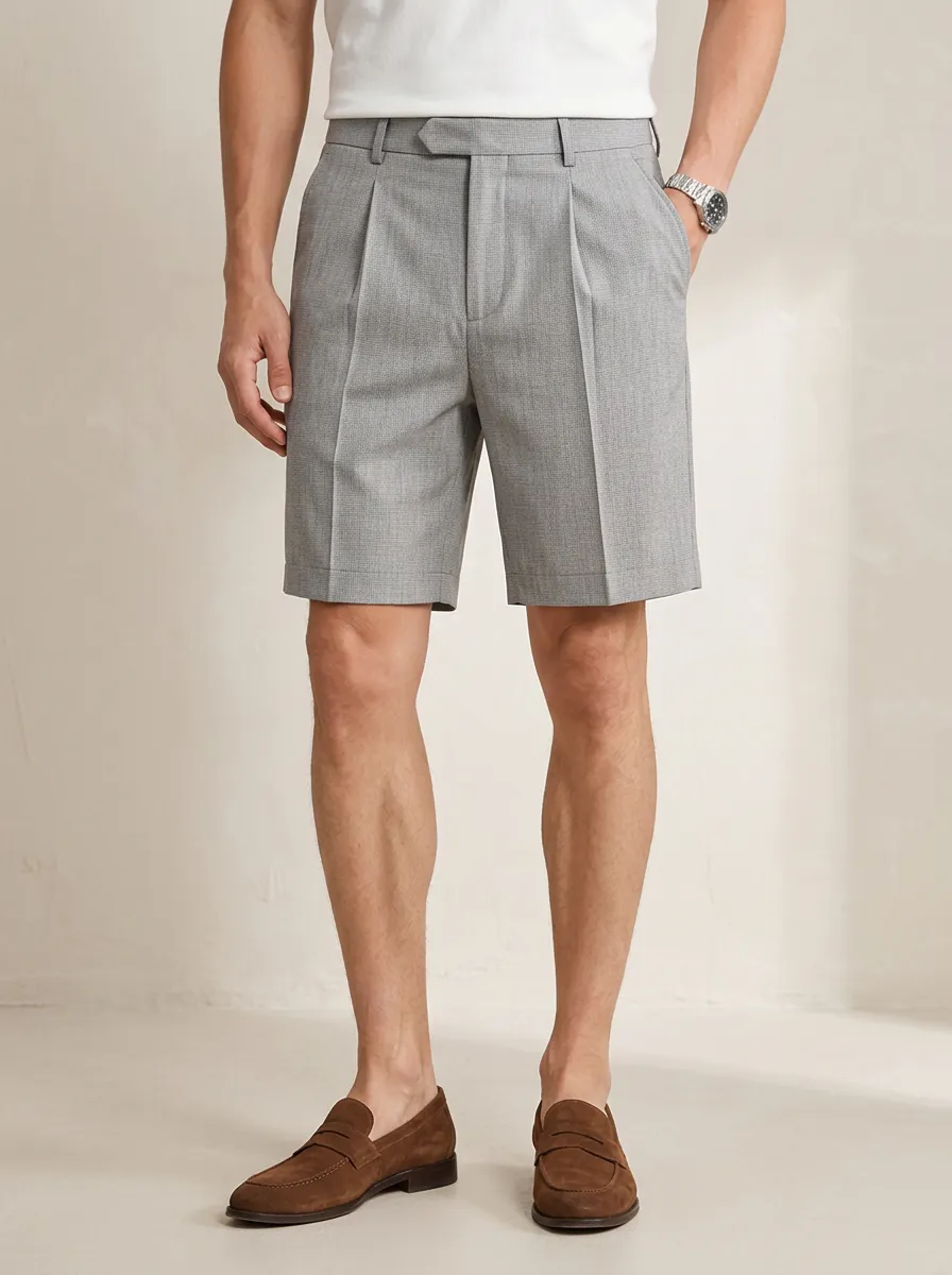Men's Smart Casual Casual Business Pleated Tailored Shorts