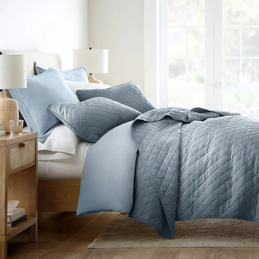 Diamond Stitch Quilted Coverlet Set