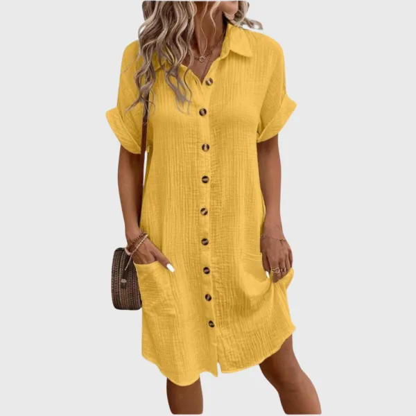 Pocket Detail Shirt Style Relaxed Casual Dress