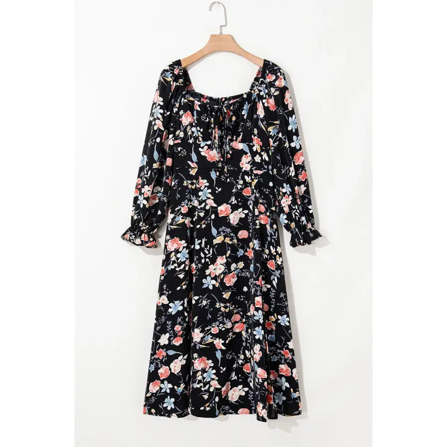 Flounce Sleeve Midi Dress
