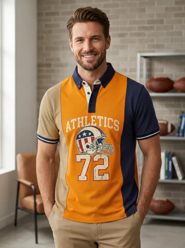 Men's Touchdown Inspired Gridiron Helmet Polo Shirt