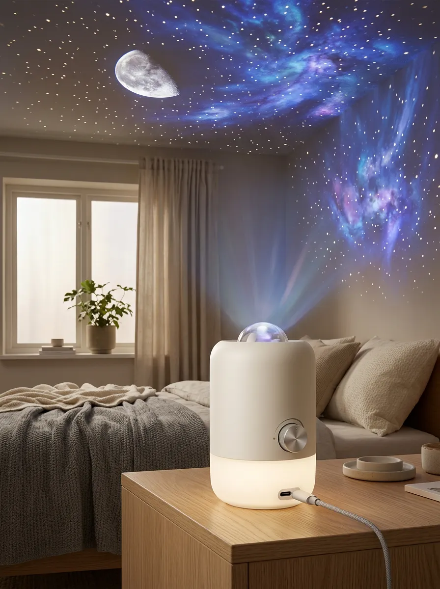 Starlit Moon And Star Galaxy Night Projector
