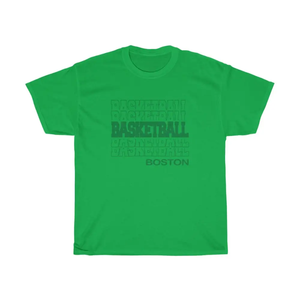 Basketball Boston in Modern Stacked Lettering (Green)