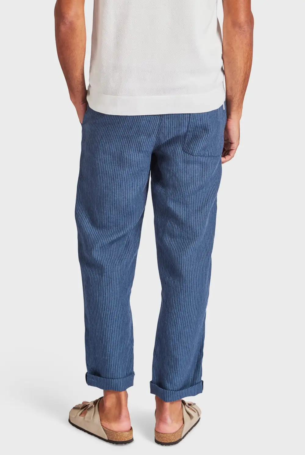 Relaxed Fit Linen Blend Drawstring Trousers