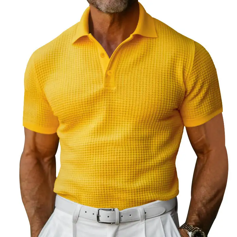 Waffle Texture Pique Fitted Polo Shirt