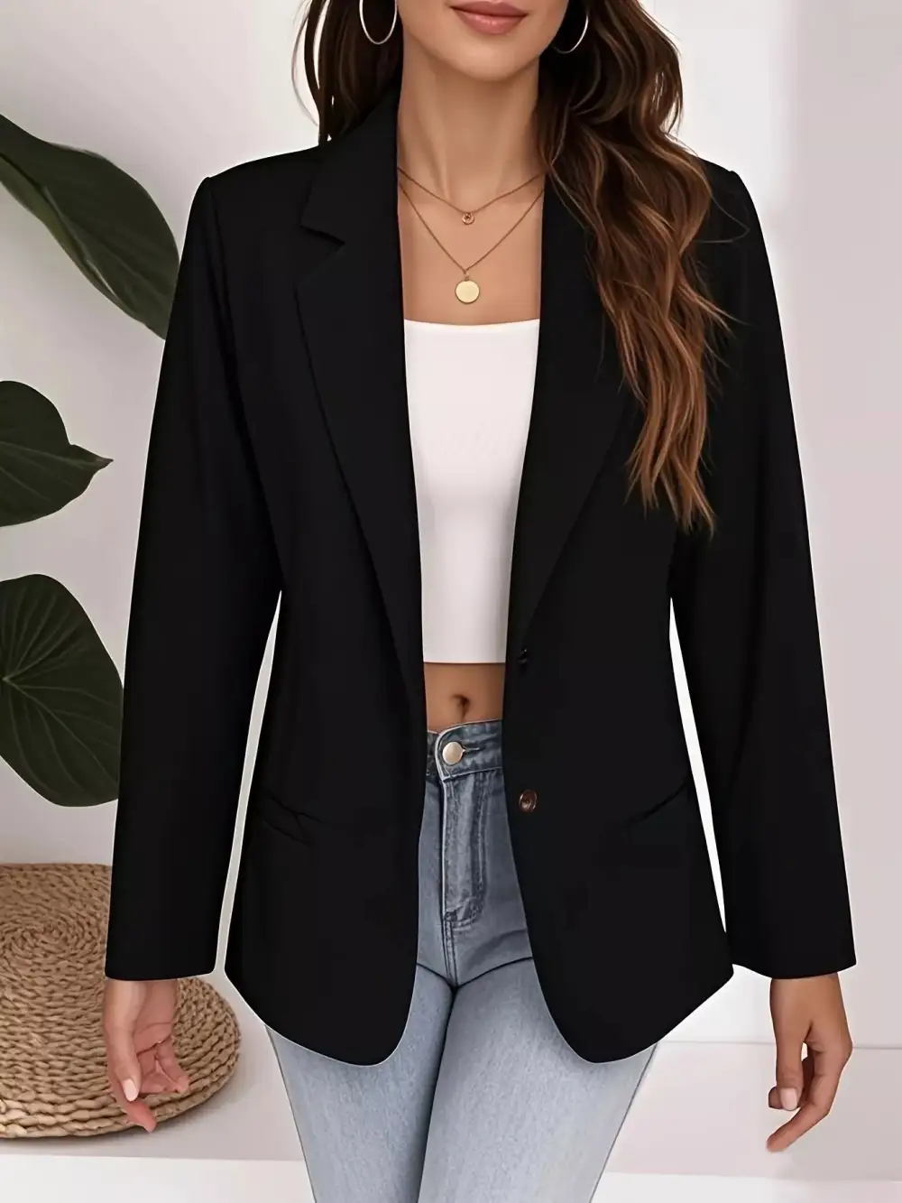 Plus Size Lapel Collar Single-Button