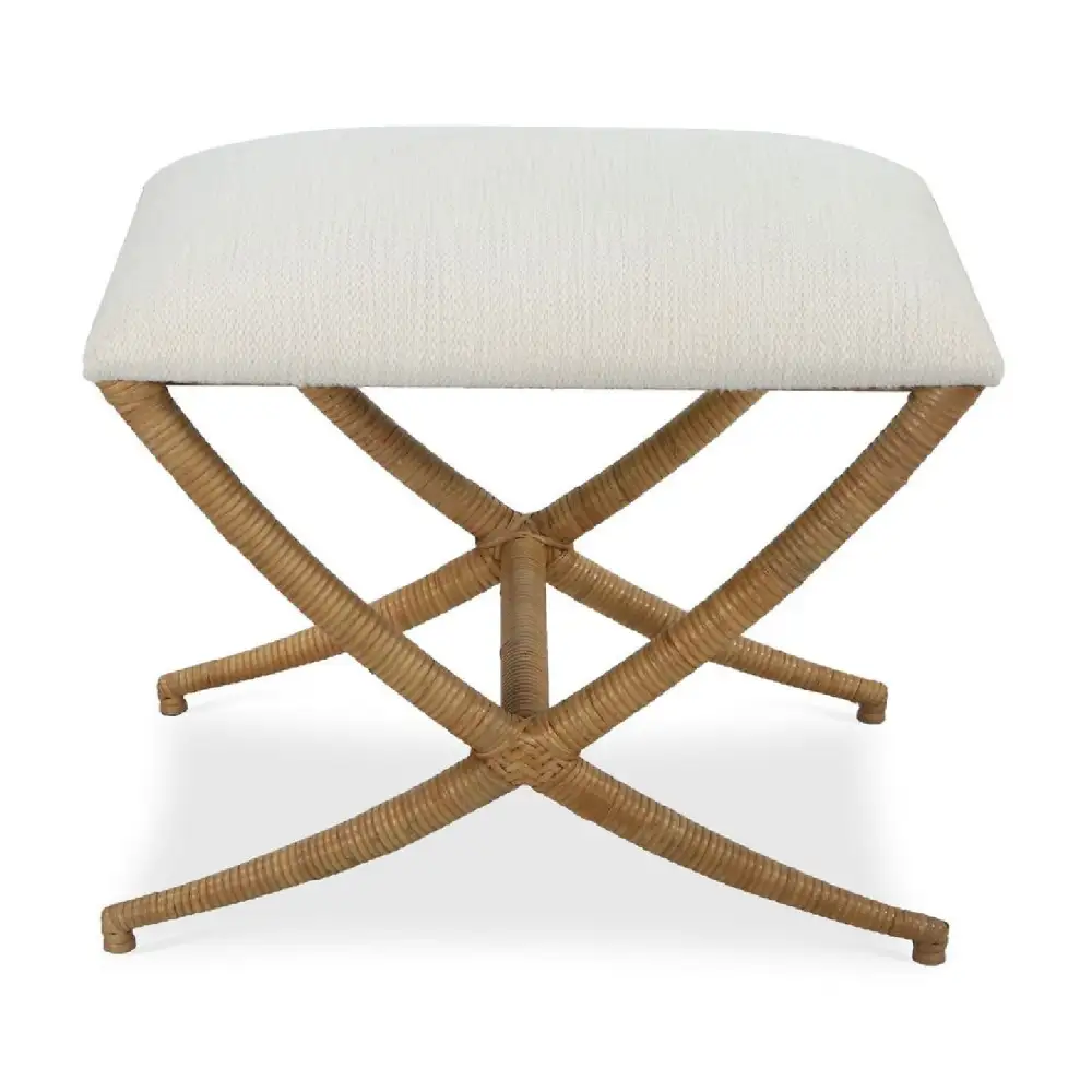 Cross-Base Rattan Accent Bench