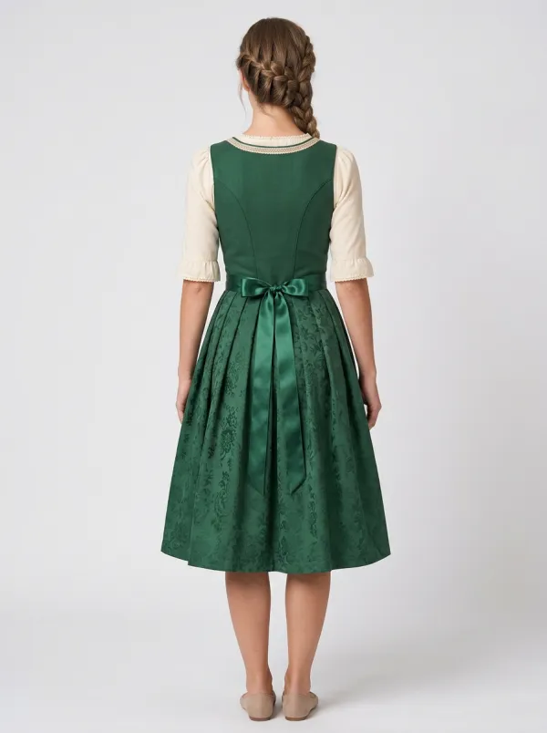 Lace Apron Square Neck Traditional Women's Bavarian Oktoberfest Dirndl Dress