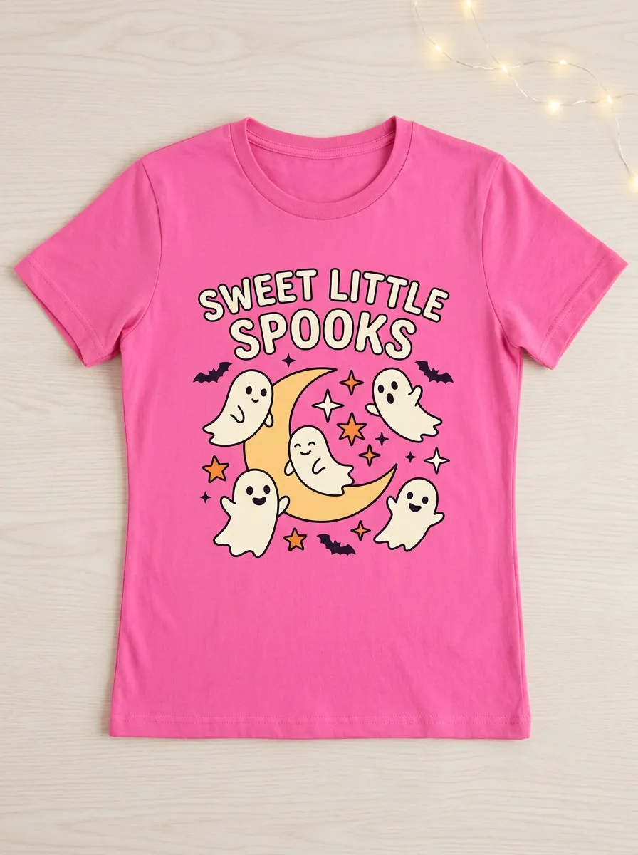 Ghost Moon Sweet-Spooks Halloween Graphic T-Shirt