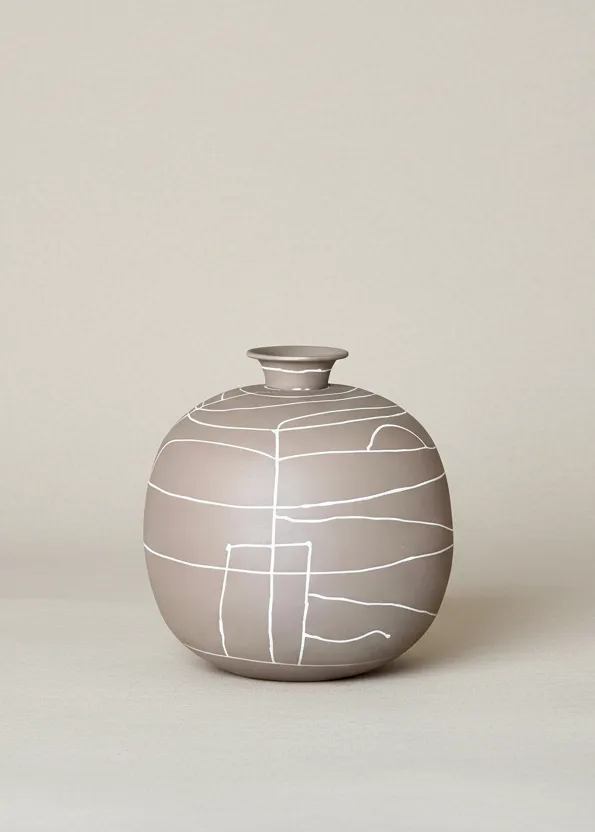 Dune Obsidian Vase Beige Small