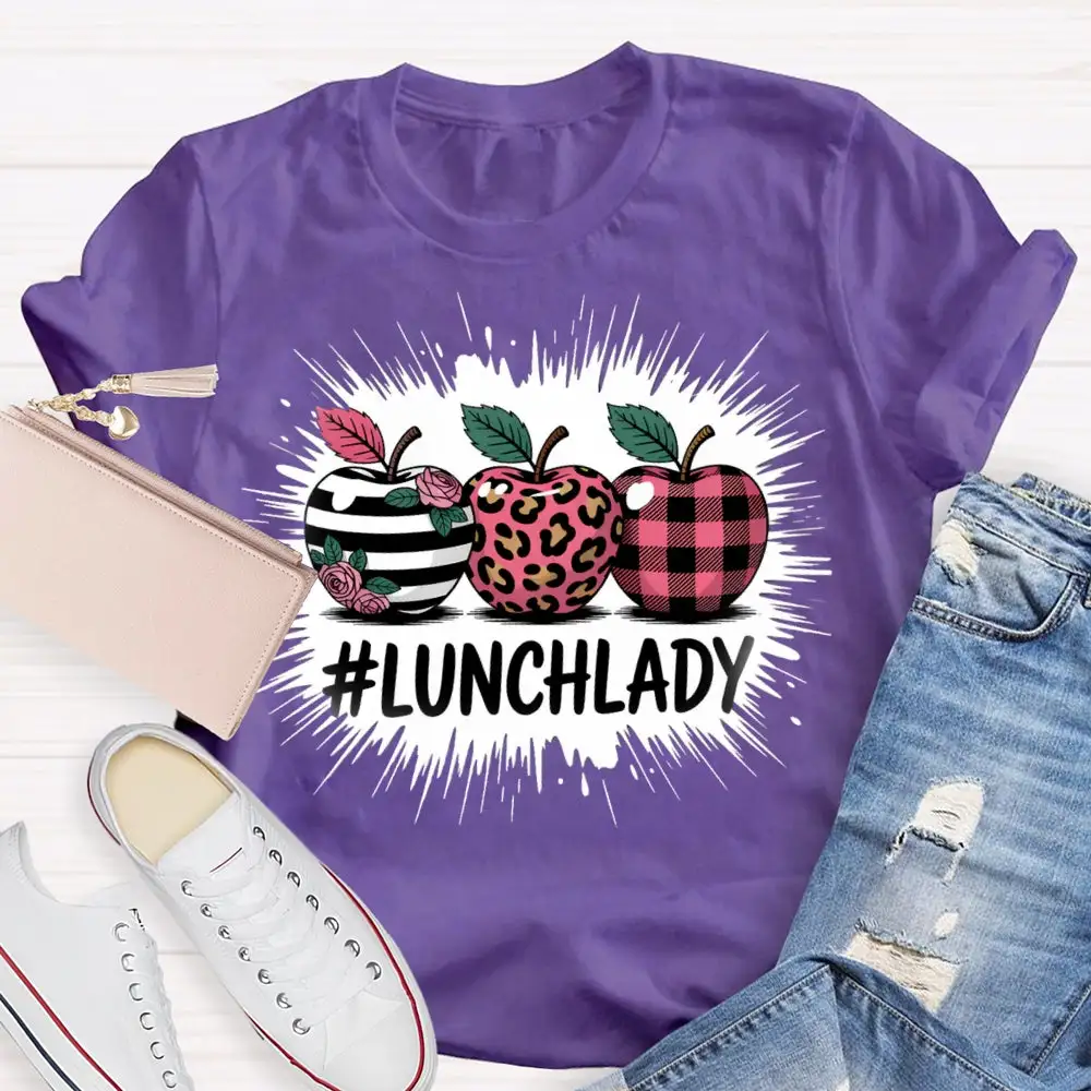 Lunch Lady Red Leopard Print Apple T-Shirt