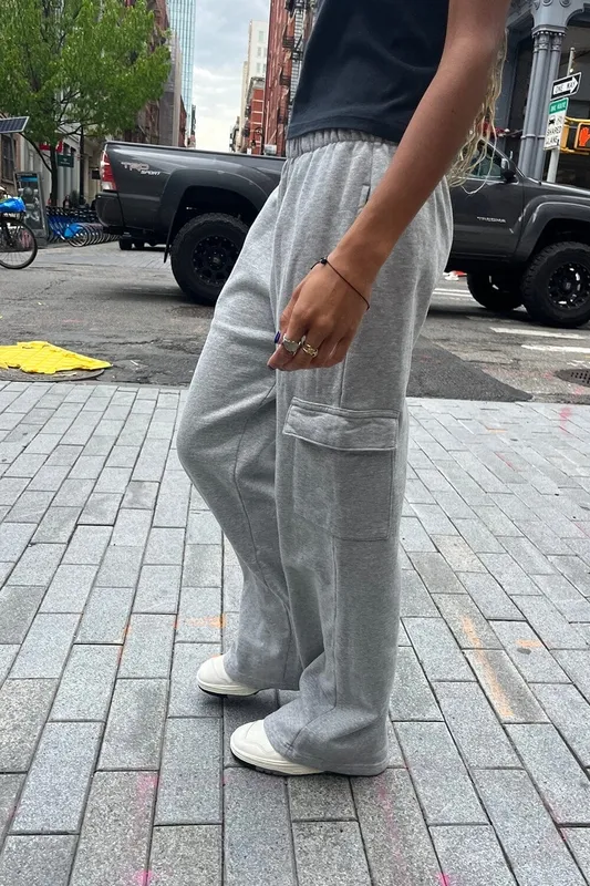 Heather Grey Elastic Waist Sweatpants
