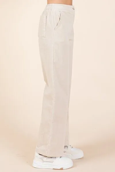 Corduroy Back Elastic Waist Pants